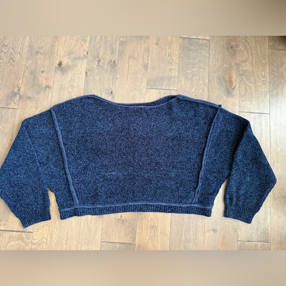 ALTAR’D STATE Women's Cropped Boat Neck Navy Sweater Size Medium, NWOT - Picture 4 of 9